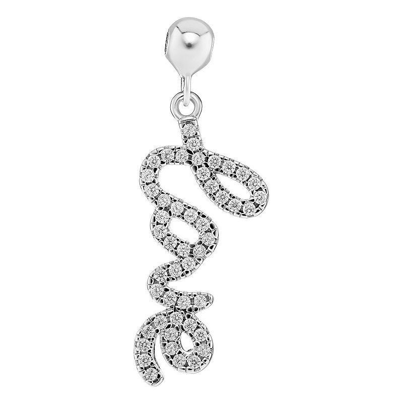 PRIMROSE Sterling Silver Pave Cubic Zirconia LOVE Sliding Charm, Womens, Sterling Clear Product Image