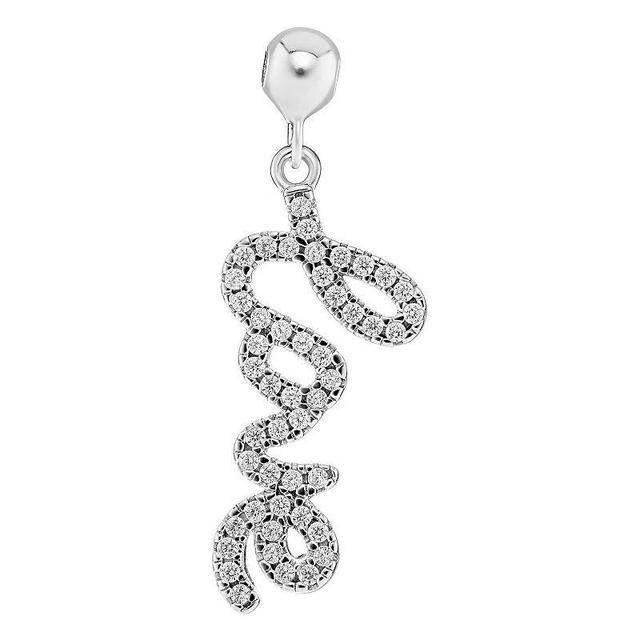 PRIMROSE Sterling Silver Pave Cubic Zirconia LOVE Sliding Charm, Womens, Sterling Clear Product Image