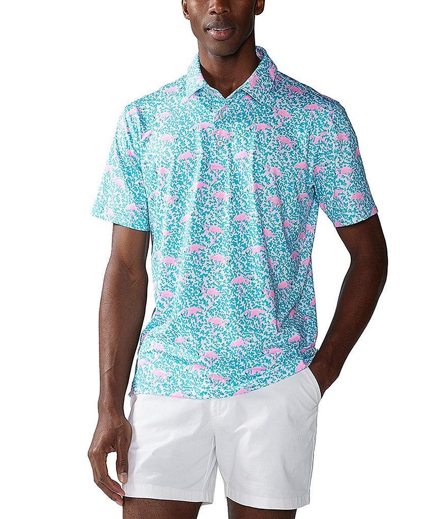 Chubbies The Domingos Short Sleeve Performance Flamingo Printed Polo Shirt Product Image