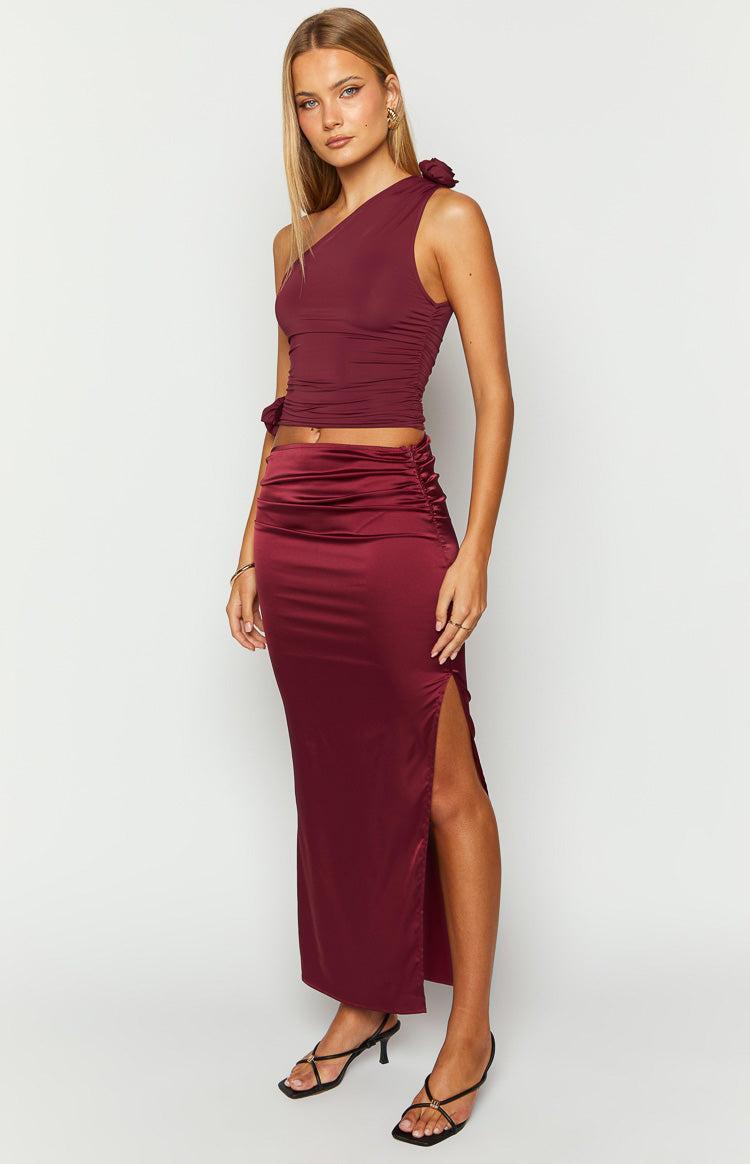 Lioness Soul Mate Burgundy Maxi Skirt Product Image