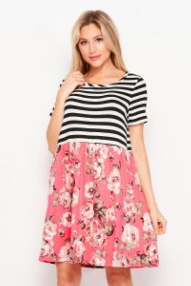 Stripe And Floral Dress Product Image