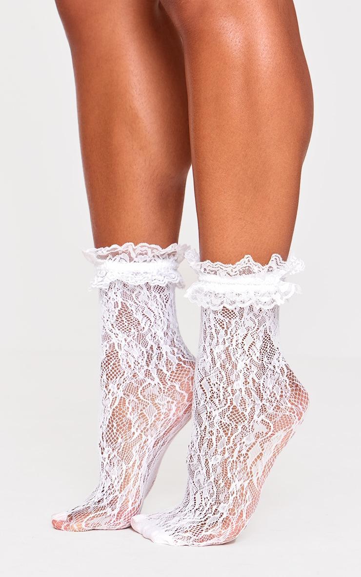 White Lace Frill Socks Product Image