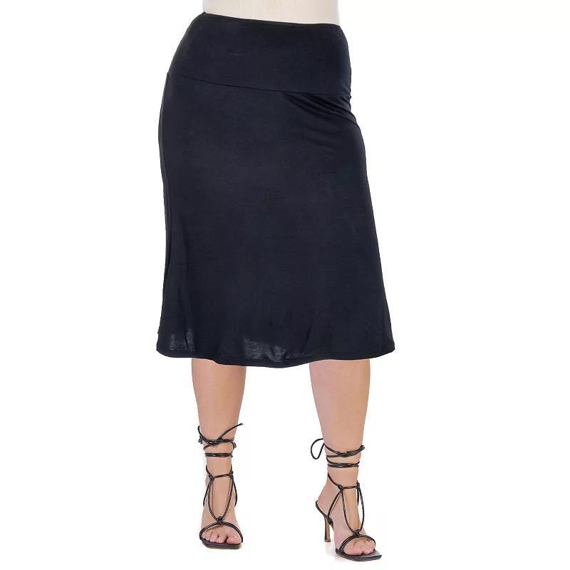 Plus Size 24seven Comfort Apparel Straight Midi Skirt, Womens Product Image