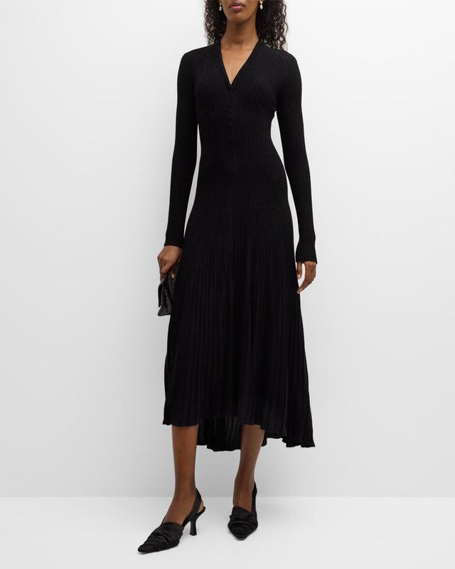 High-Low Ribbed Knit Midi Dress Product Image