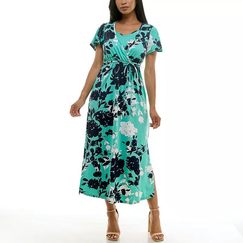 Womens Nina Leonard Flutter Sleeve Maxi Dress Product Image