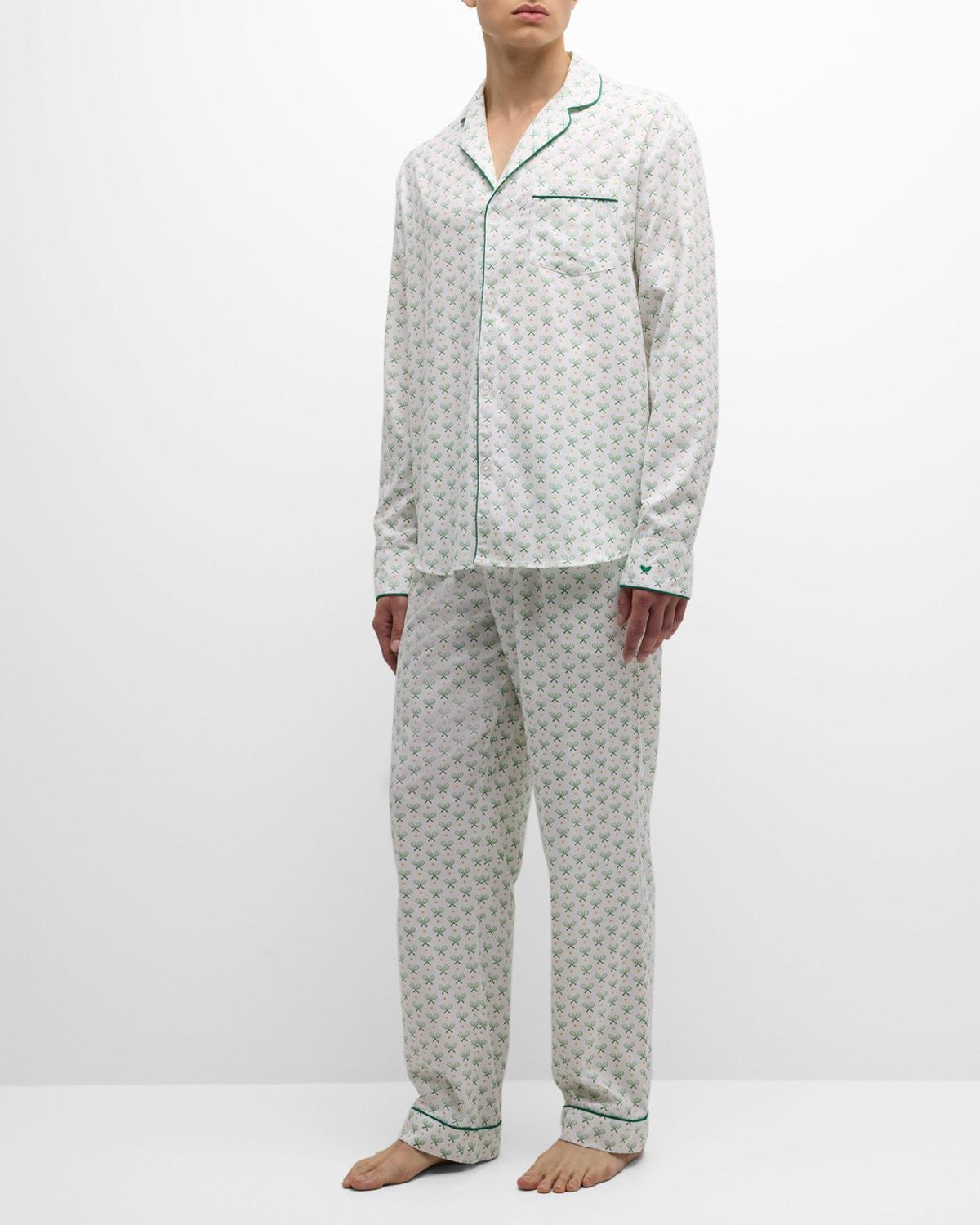 Mens Cotton Tennis-Print Long Pajama Set Product Image