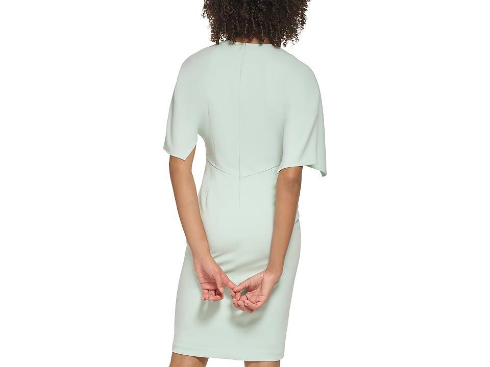 Calvin Klein Scuba Crepe Sheath with Cape Sleeves (Celadon) Women's Dress Product Image