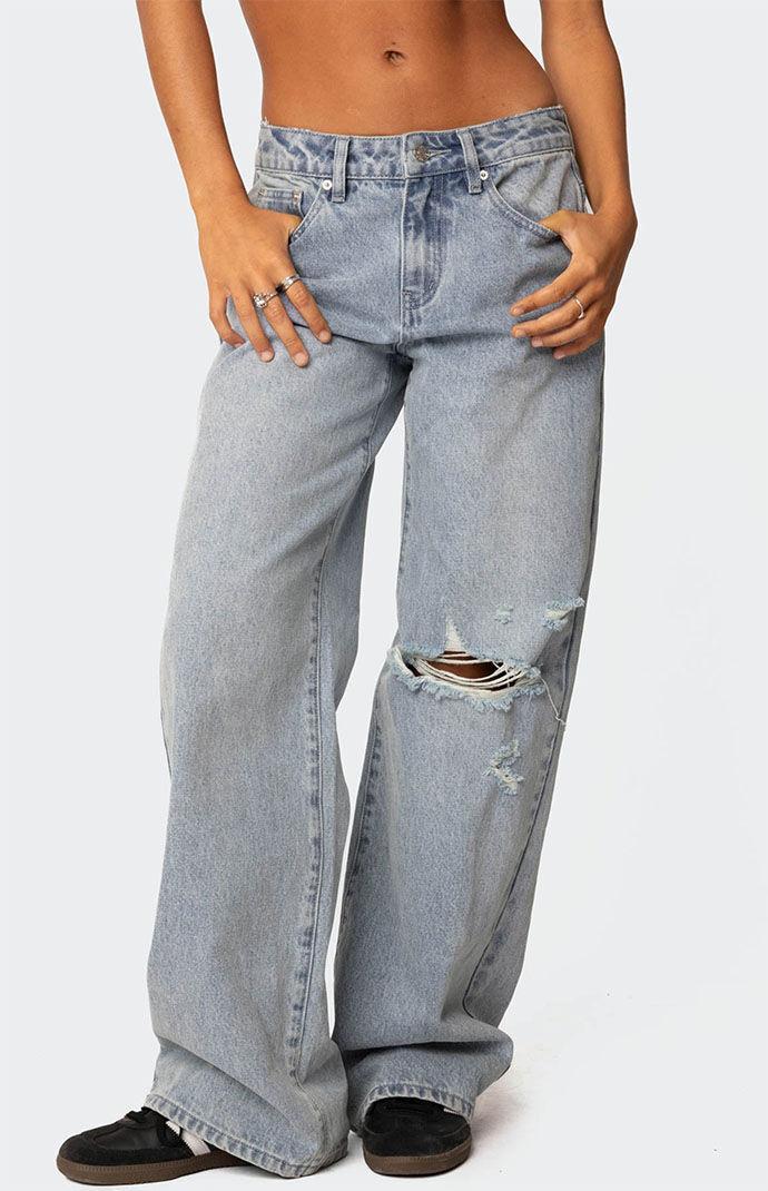 Edikted Women's Adam Distressed Wide Leg Jeans Product Image