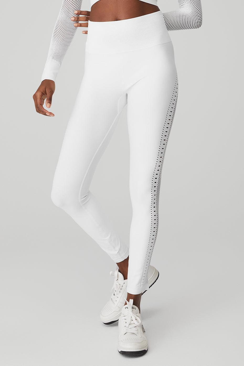 Seamless High-Waist 7/8 Open Air Legging - White Product Image