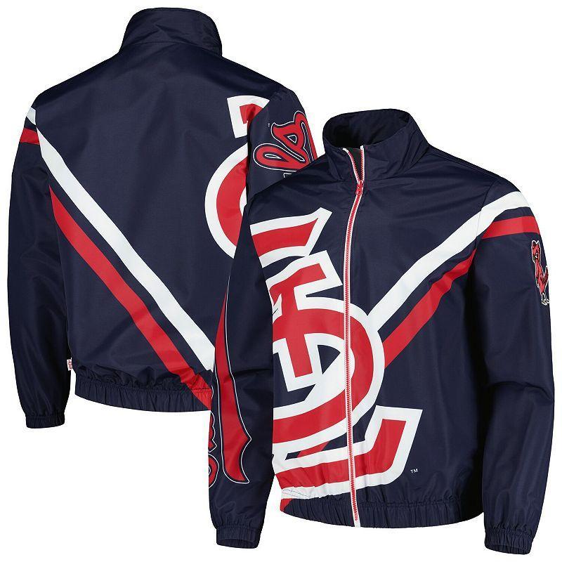 Mens Mitchell & Ness St. Louis Cardinals Exploded Logo Warm Up Full-Zip Jacket Blue Product Image