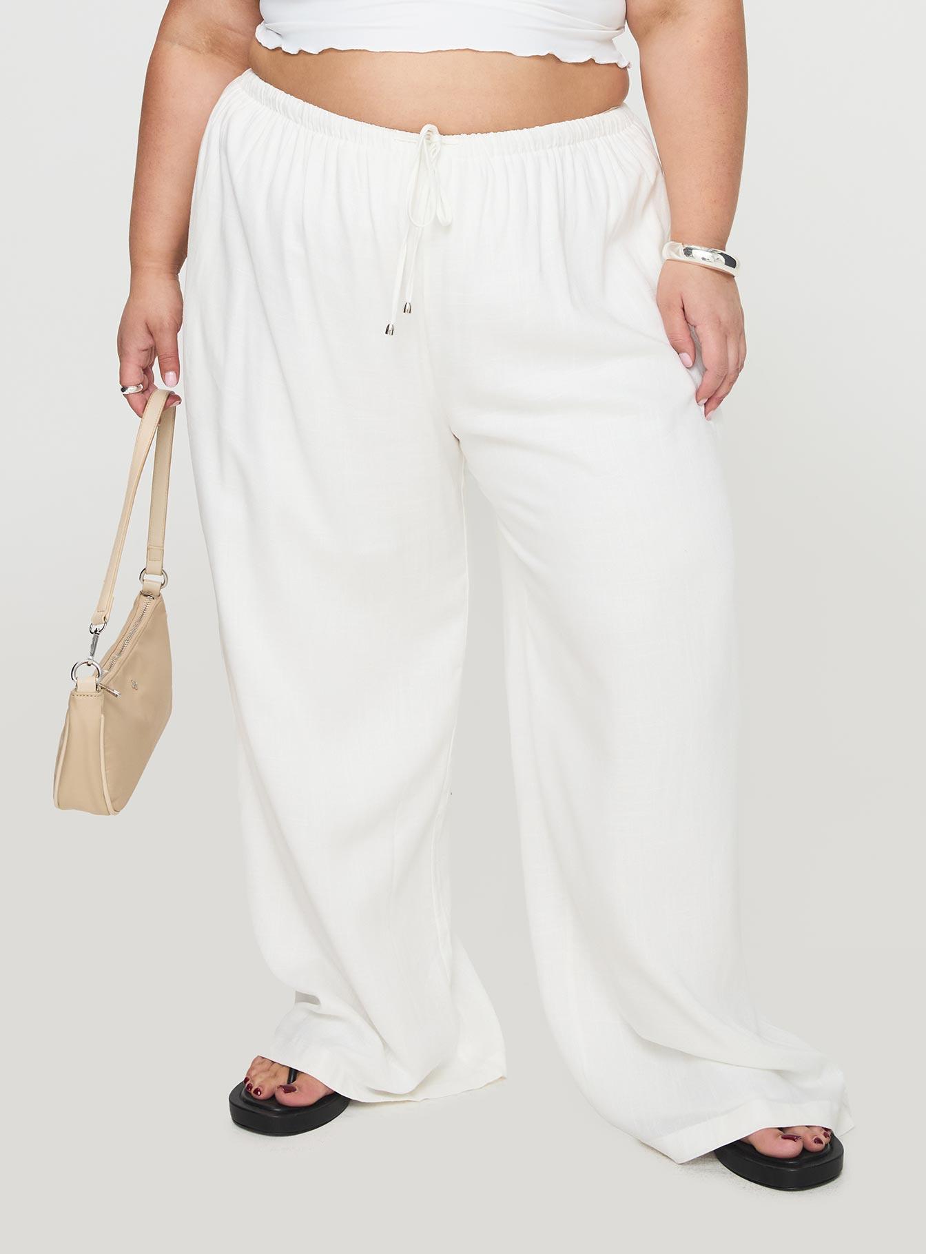 Ogilvie Linen Blend Pants White Curve Product Image