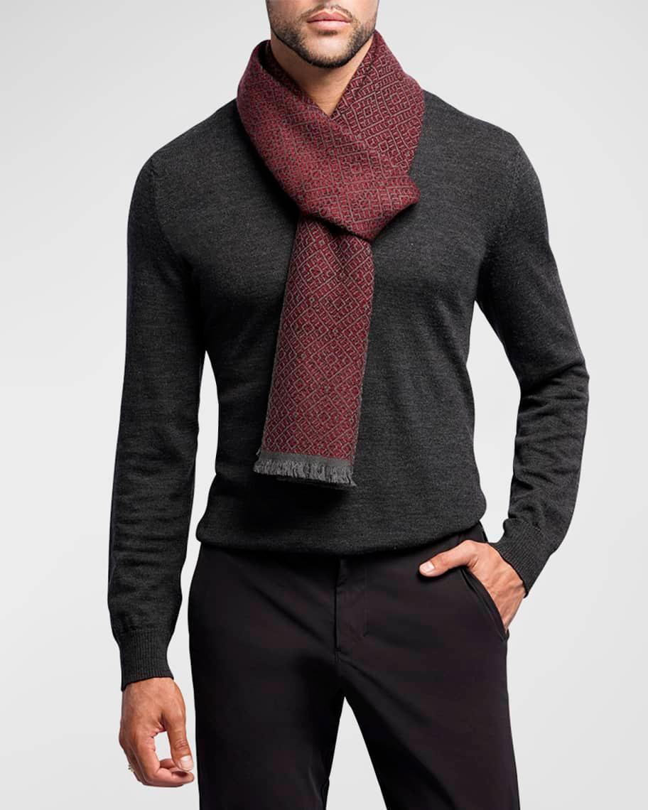 Mens Wool-Cashmere Geometric Jacquard Scarf Product Image