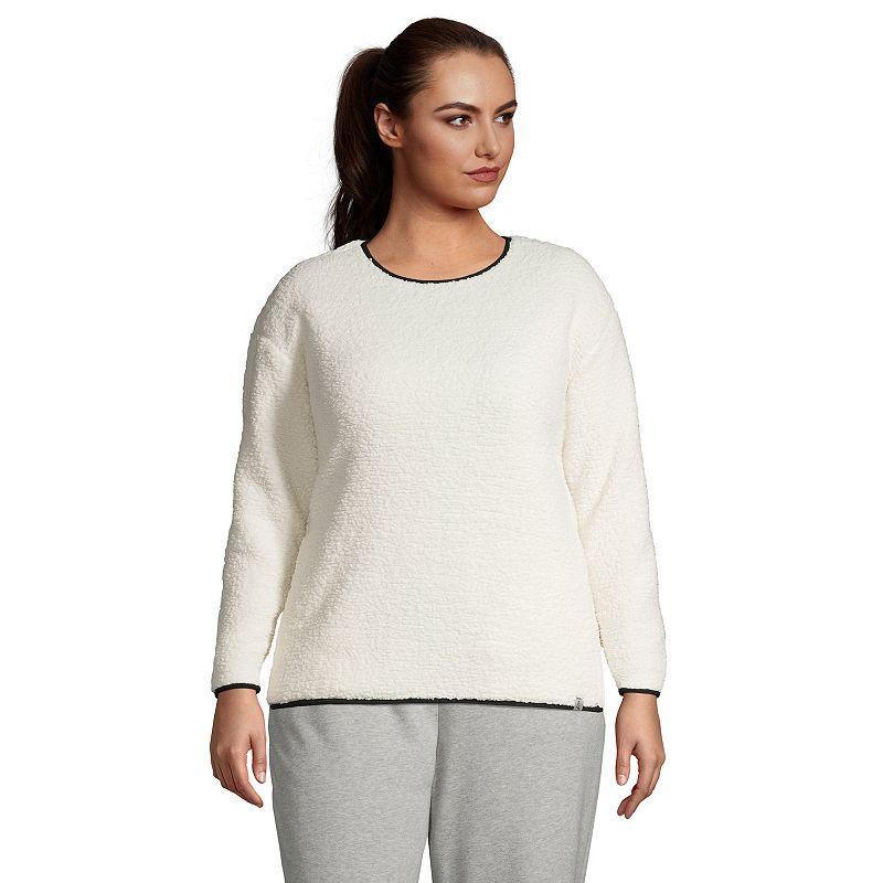 Plus Size Lands End Long Sleeve Sherpa Sweatshirt, Womens product image