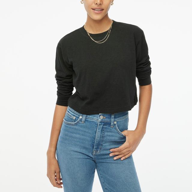 Long-sleeve cropped crewneck tee Product Image