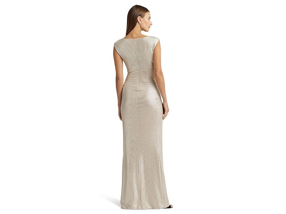 Lauren Ralph Lauren Metallic Sleeveless Gown (Champagne Women's Dress Product Image