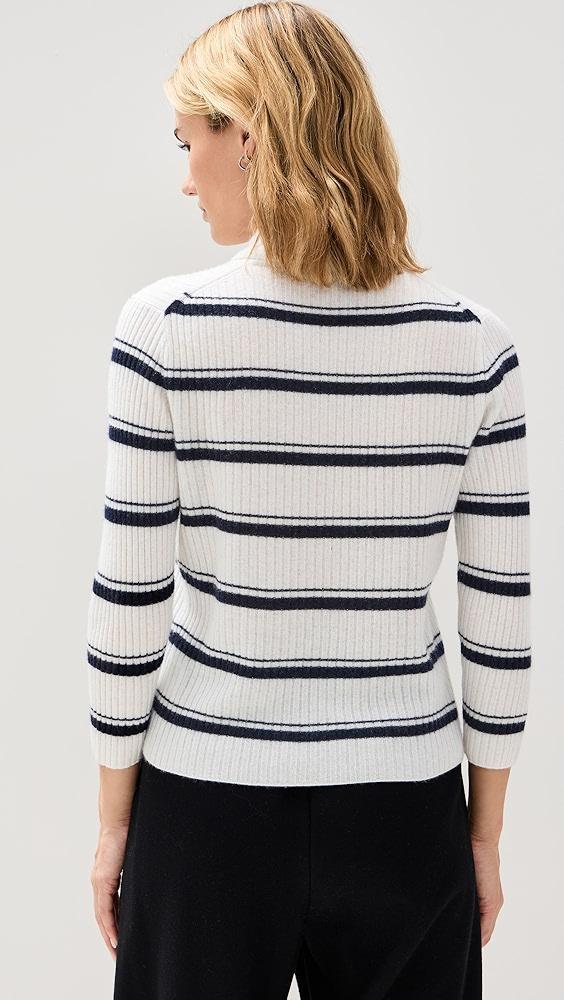 Vince Mulberry Silk Blend Stripe Cashmere Polo | Shopbop Product Image