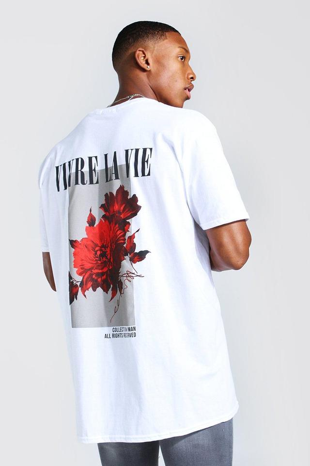 Oversized Floral Back Print T-Shirt | boohooMAN USA Product Image