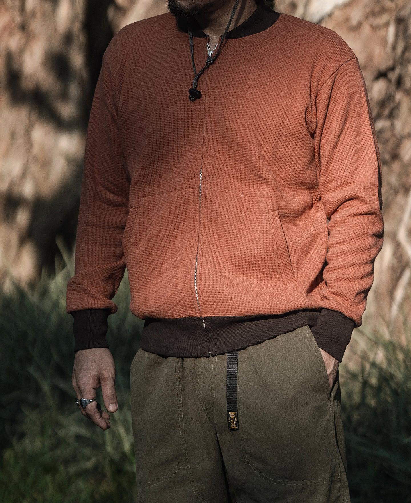 Waffle Cotton Full-Zip Track Jacket - Orange Product Image