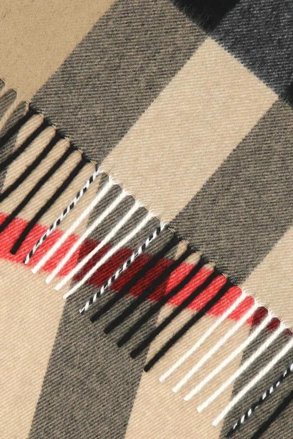 BURBERRY Checked Fringed Scarf In Grey Product Image