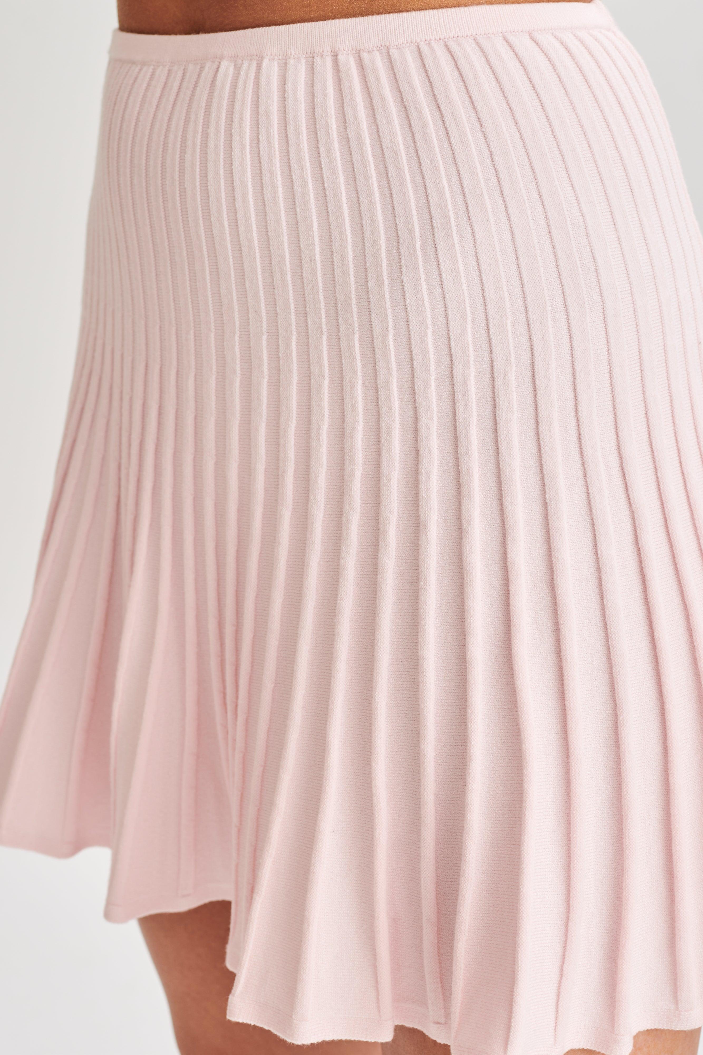 Wendy Pleated Knit Mini Skirt - Fairy Floss Pink Product Image