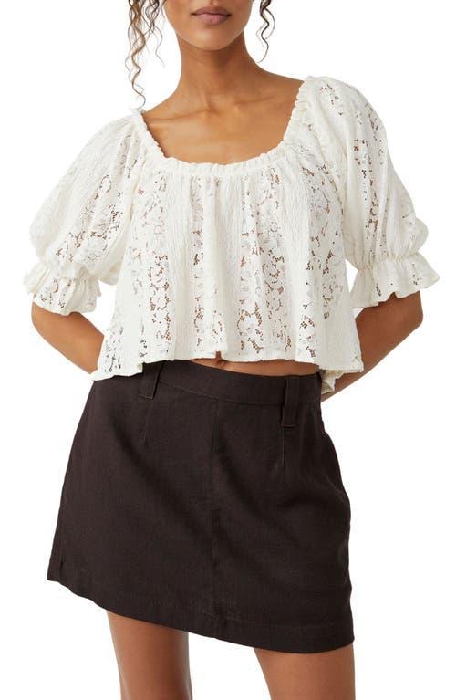 Free People Stacey Puff Sleeve Lace Top Product Image