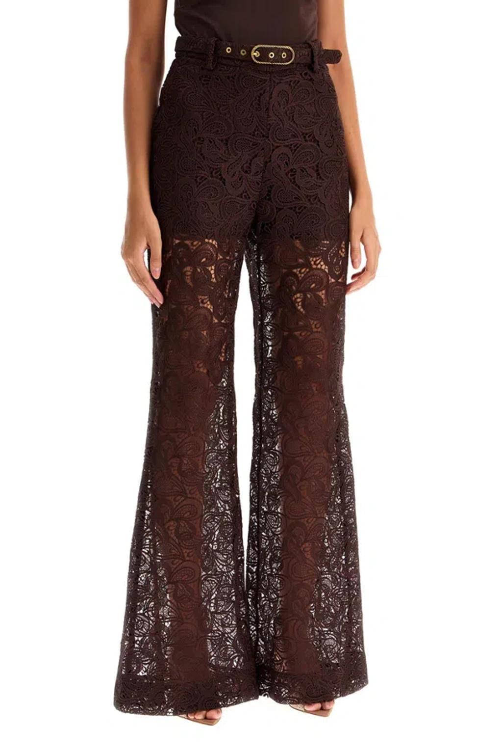 ZIMMERMANN Pantaloni In Pizzo Illustration In Brown Product Image