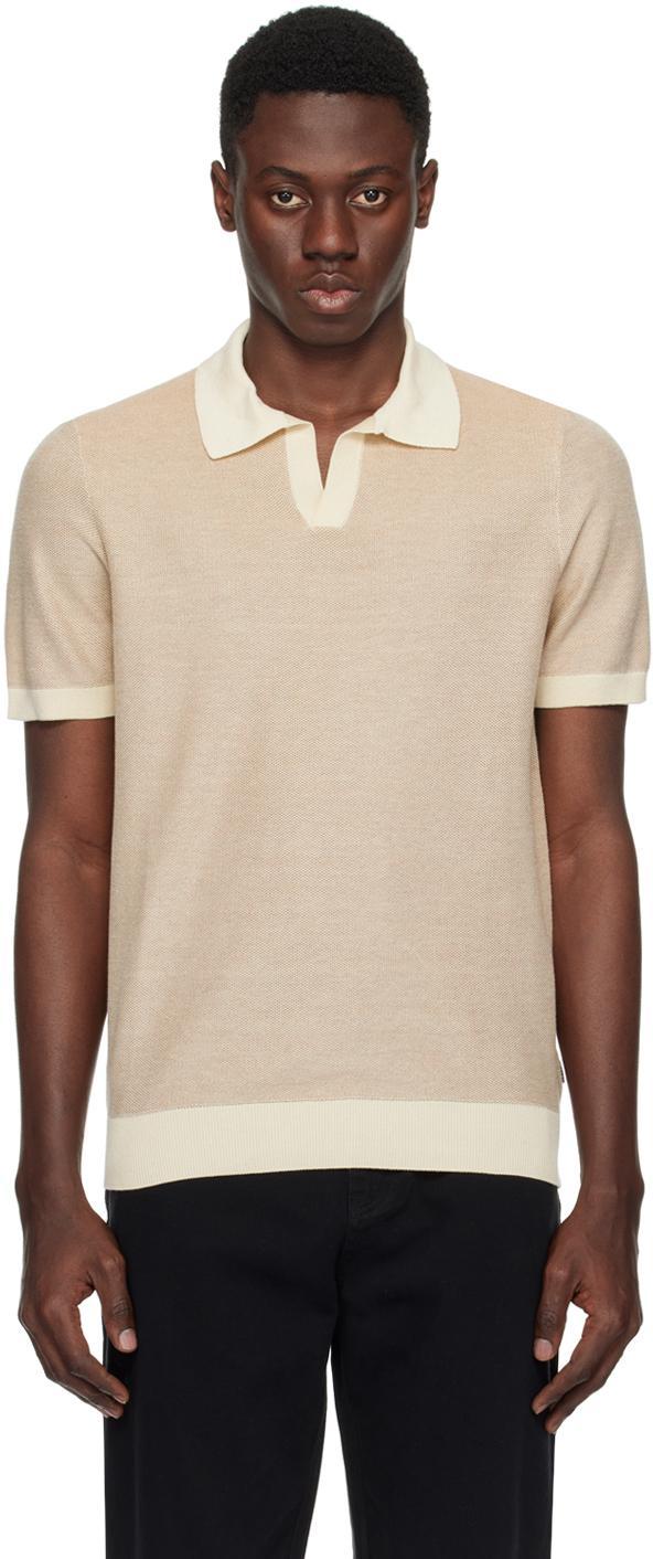 Beige Open Placket Polo In 131-open White Product Image