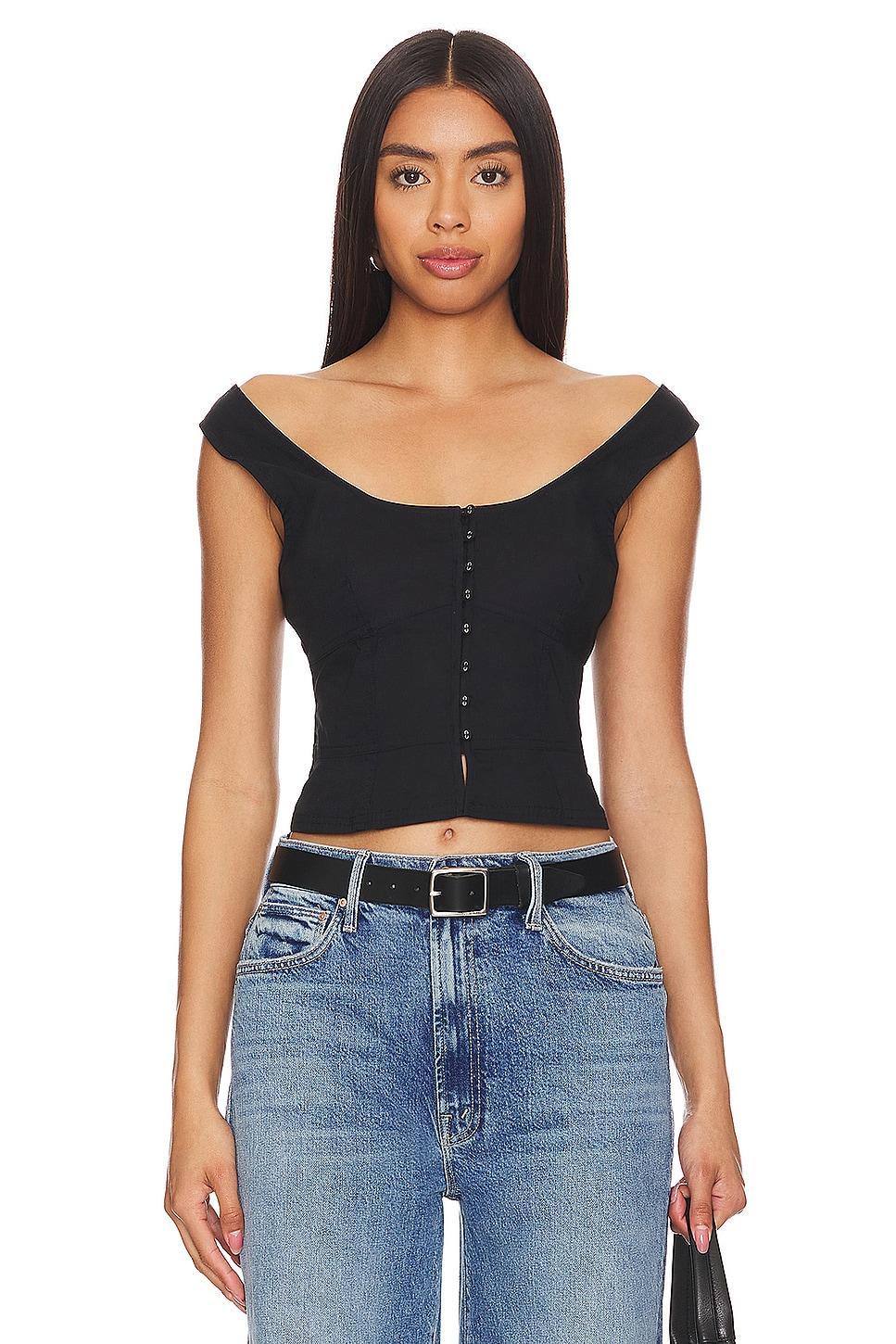 Sally Solid Corset Top In Black Free People Product Image