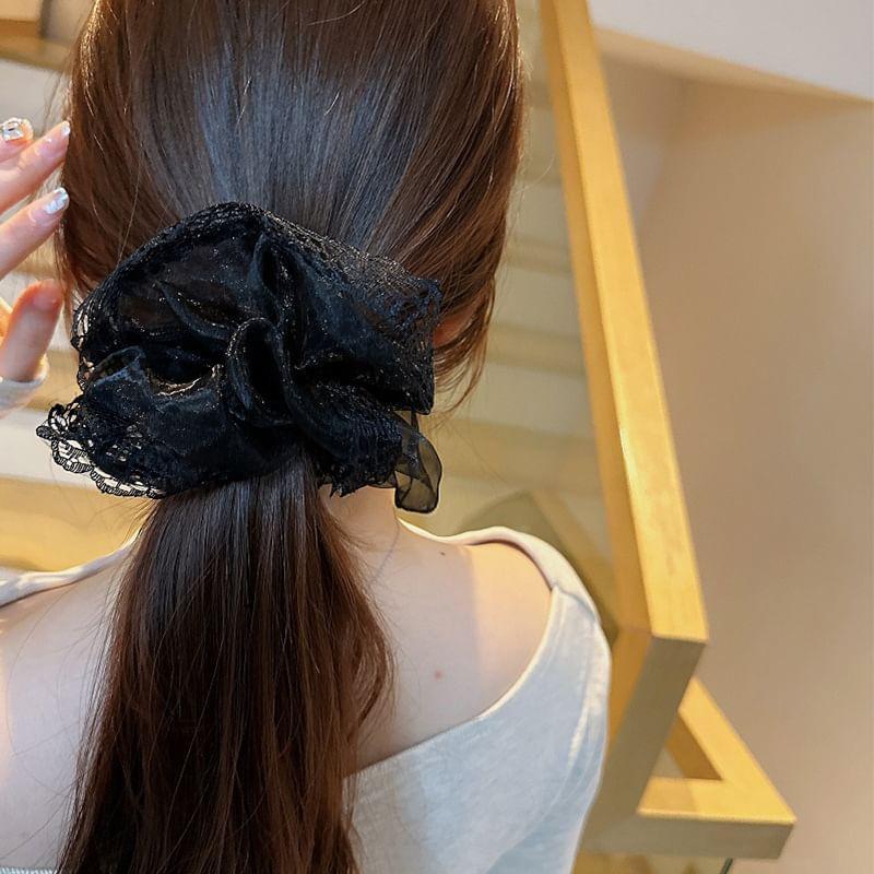 Plain Lace Trim Scrunchie Product Image