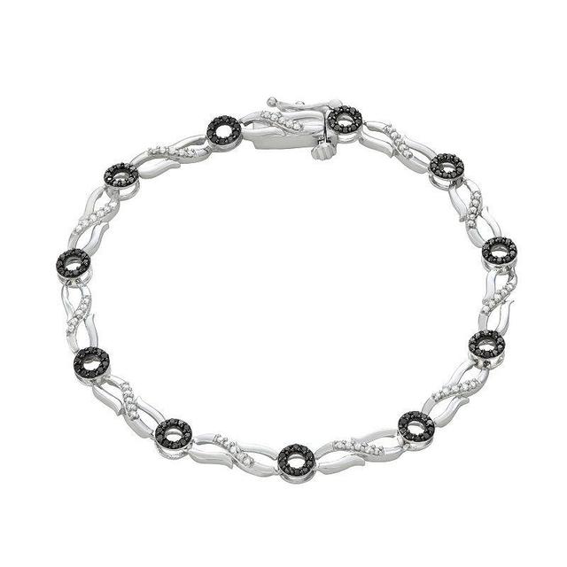 HDI Sterling Silver 3/4 Carat T.W. Black And White Diamond Bracelet, Womens Product Image