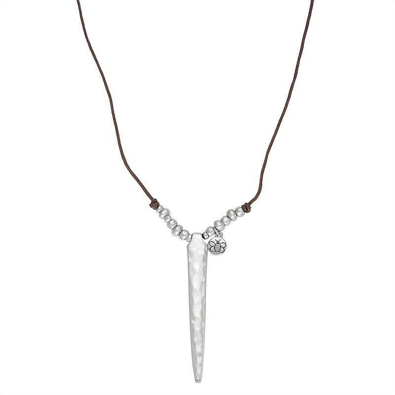 Bella Uno Worn Silver Necklace, Womens Silver Tone Product Image