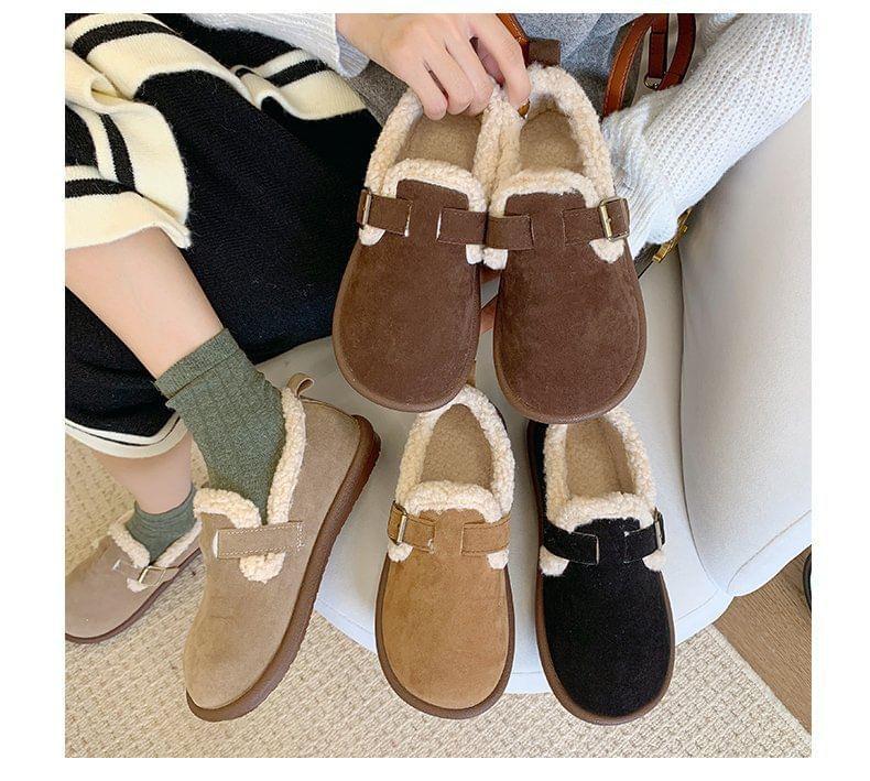 Buckled Fluffy Trim Slip-Ons Product Image