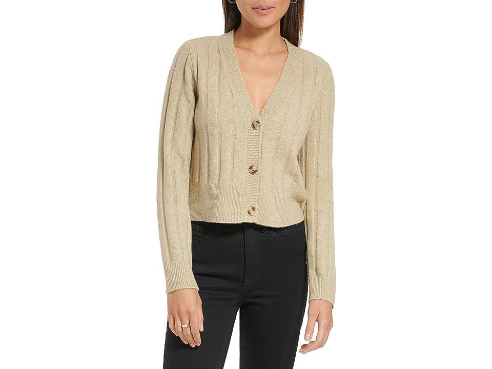 Calvin Klein Crop Three-Button Cardi (Chai) Women's Clothing Product Image