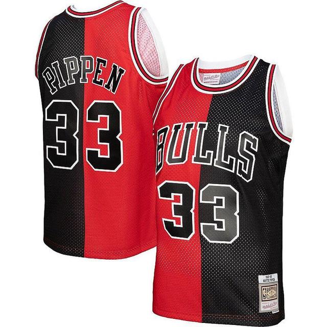 Mens Mitchell & Ness Scottie Pippen Red, Black Chicago Bulls Big and Tall Hardwood Classics 1997-98 Split Swingman Jersey - Red, Black Product Image