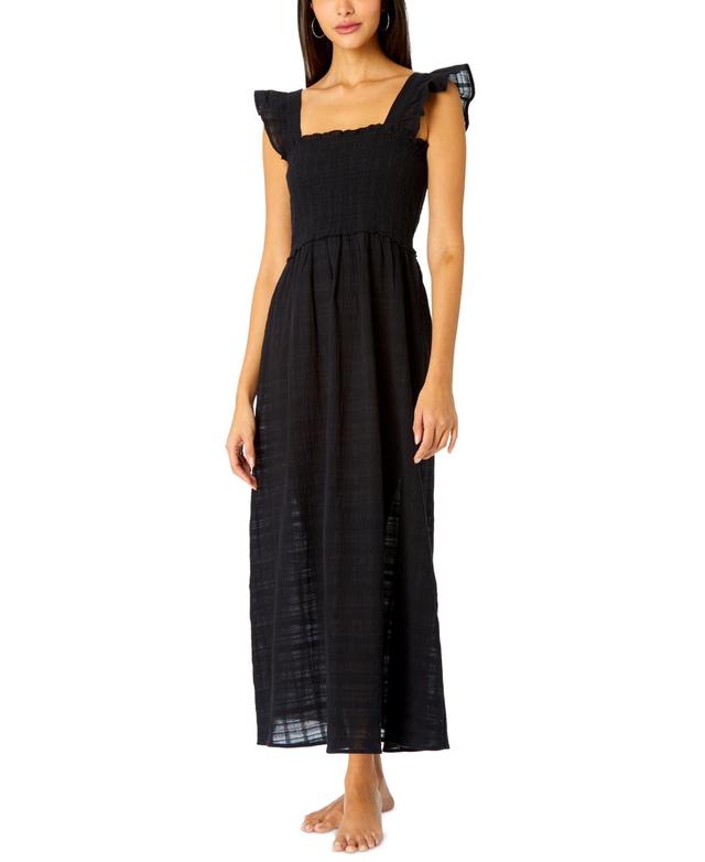 Anne Cole Womens Cotton Flutter-Sleeve Cover-Up Midi Dress Product Image