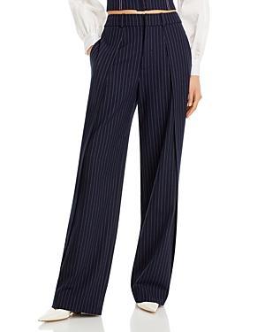 Cinq A Sept Becca Pinstripe Wide Leg Pants In Navy/ivory Product Image