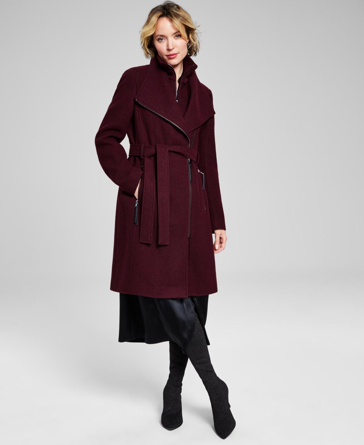 Calvin Klein Womens Wool Blend Belted Wrap Coat, Created for Macys Product Image