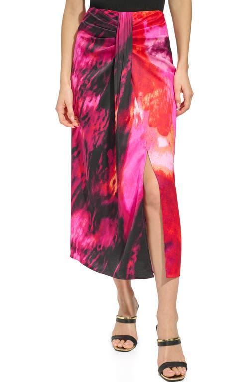 Dkny Womens Printed Satin Sarong Midi Skirt Product Image