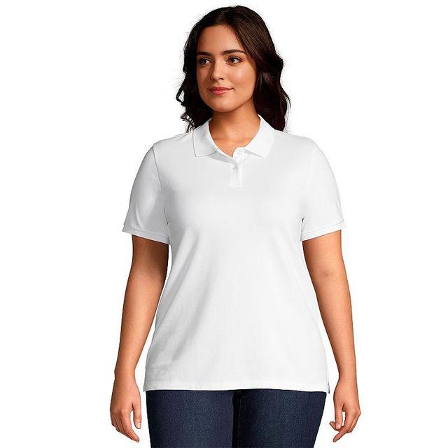 Lands End Plus Size Mesh Cotton Short Sleeve Polo Shirt Product Image