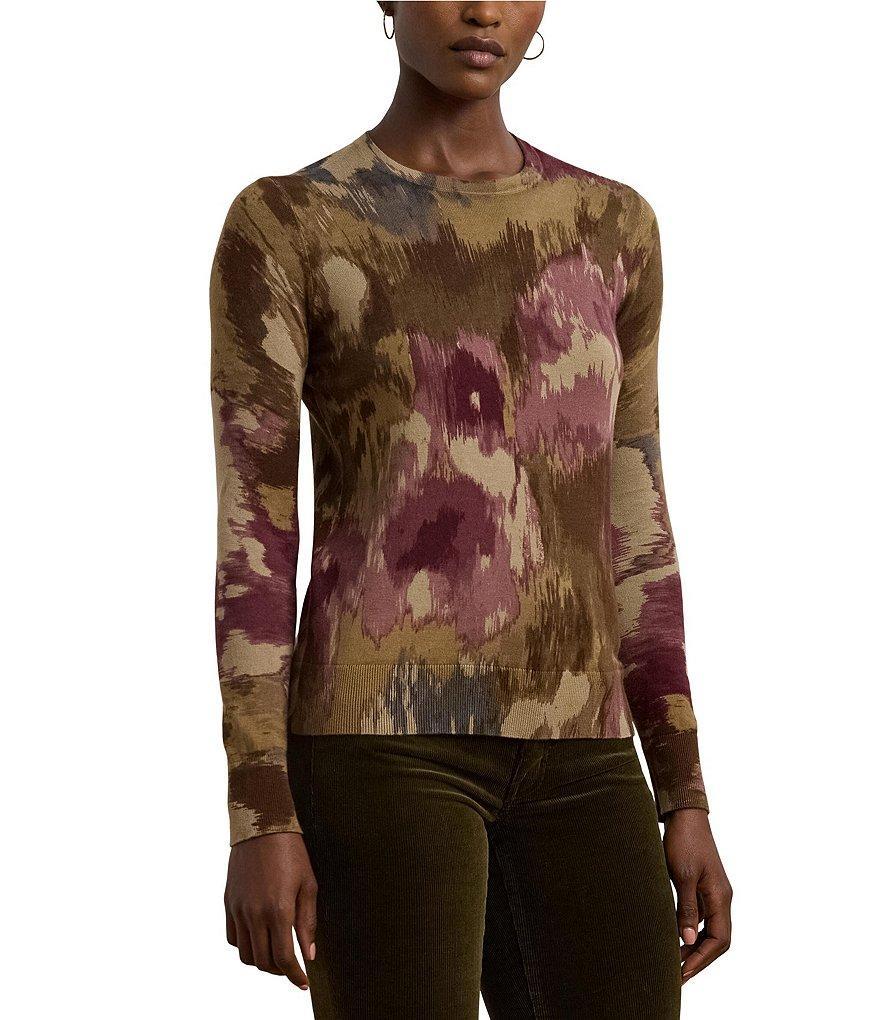 Lauren Ralph Lauren Body Floral Print Skimming Crew Neck Long Sleeve Ribbed Sweater Product Image