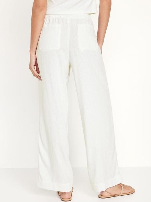 High-Waisted Linen-Blend Wide-Leg Pants Product Image