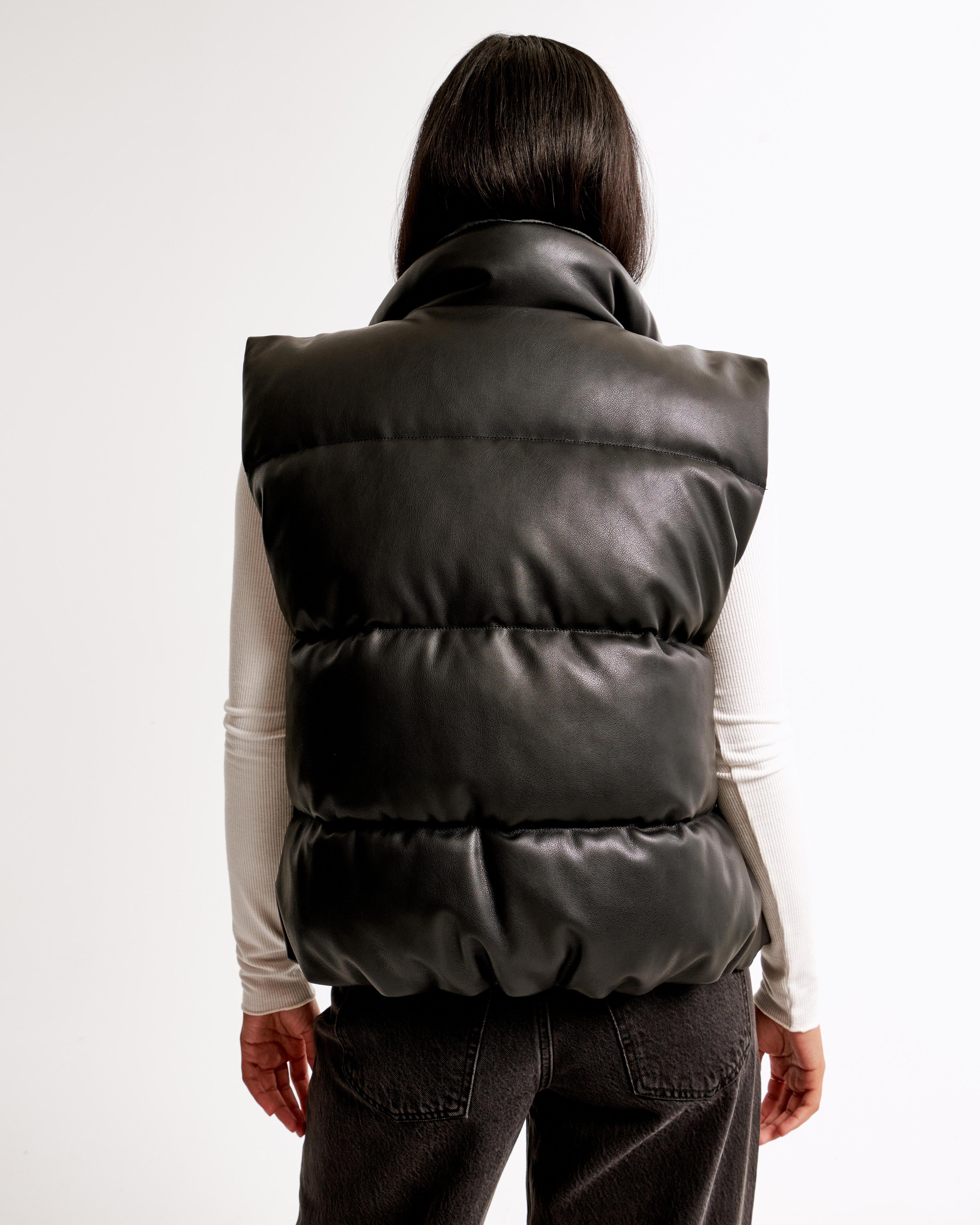 Vegan Leather Puffer Vest Product Image