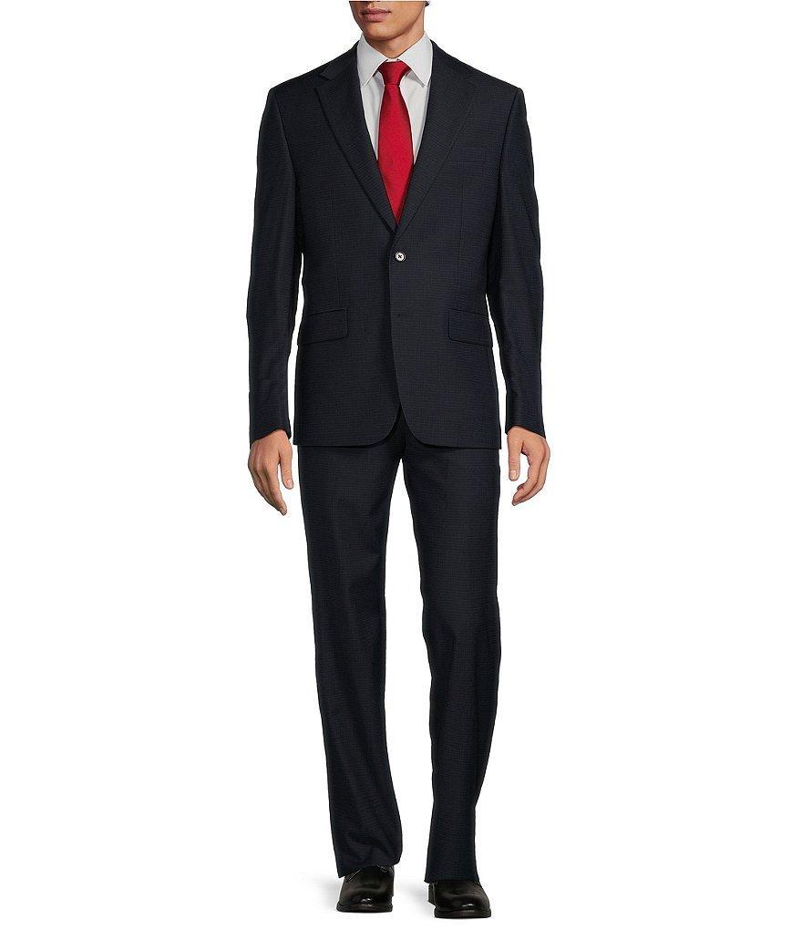 Hickey Freeman Classic Fit Flat Front Mini Check Pattern 2-Piece Suit Product Image