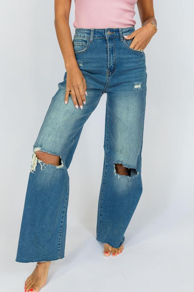 Kelsea Medium Wash Wide Leg Jeans Product Image