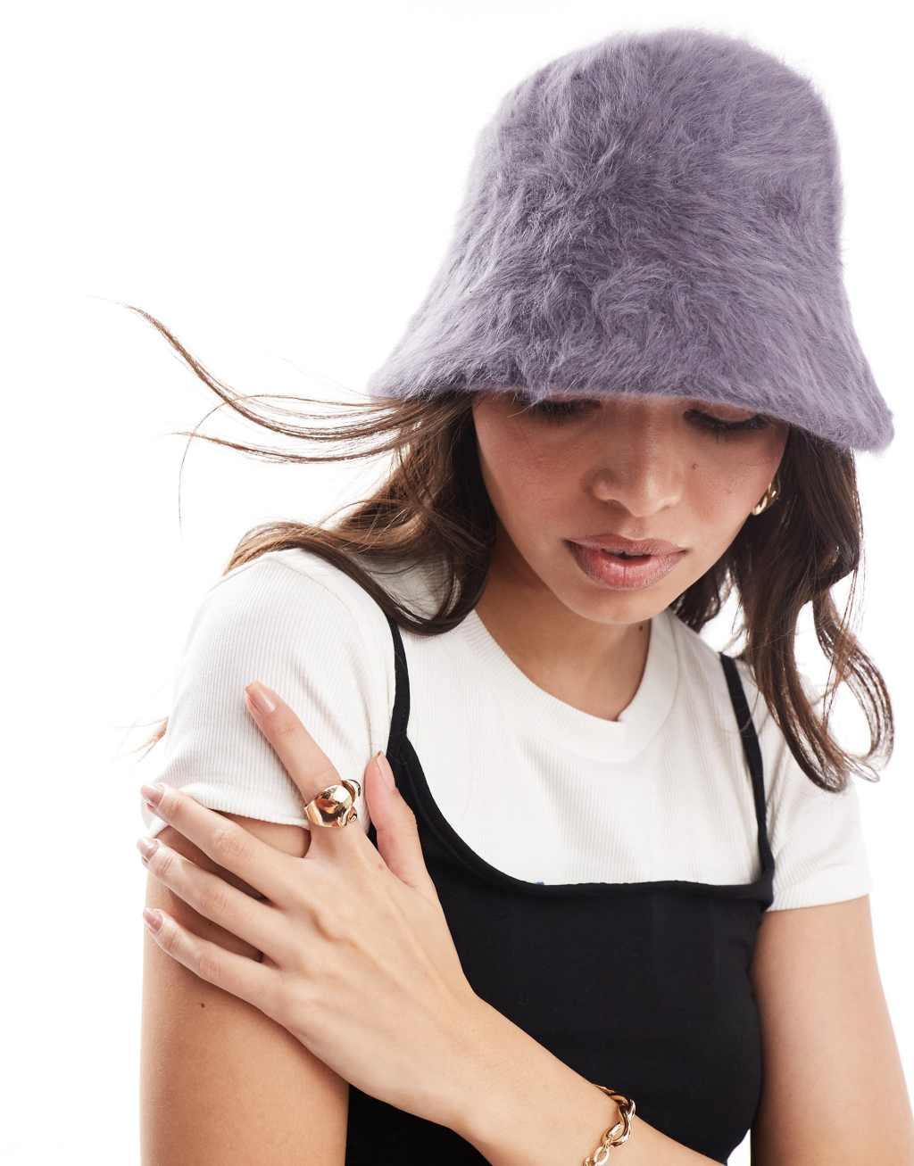 Glamorous textured bucket hat in gray Product Image