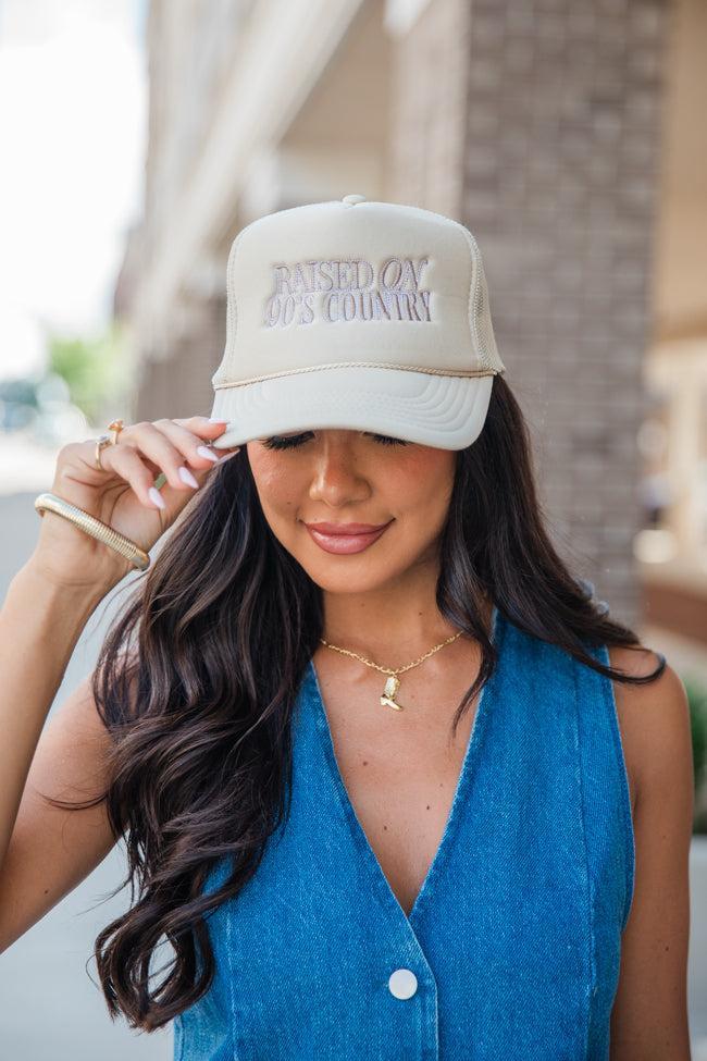 Raised On 90s Country Tan Trucker Hat Product Image