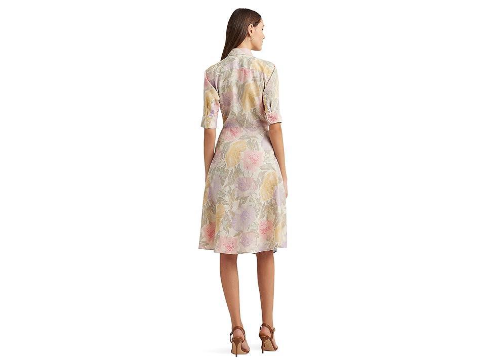 Lauren Ralph Lauren Floral Tie-Front Linen Shirtdress (Cream ) Women's Dress Product Image