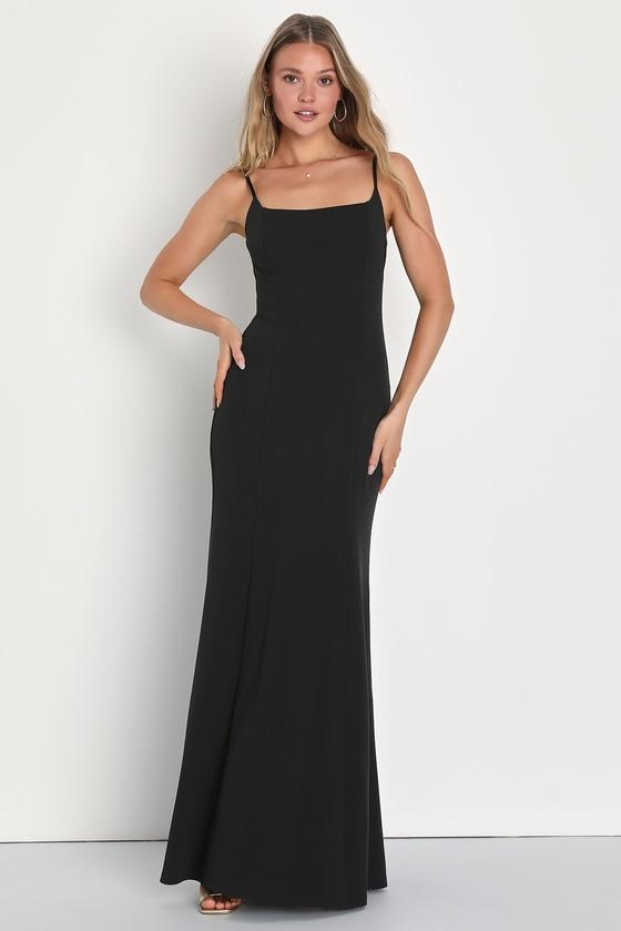 Blessed Romance Black Sleeveless Button Back Mermaid Maxi Dress Product Image