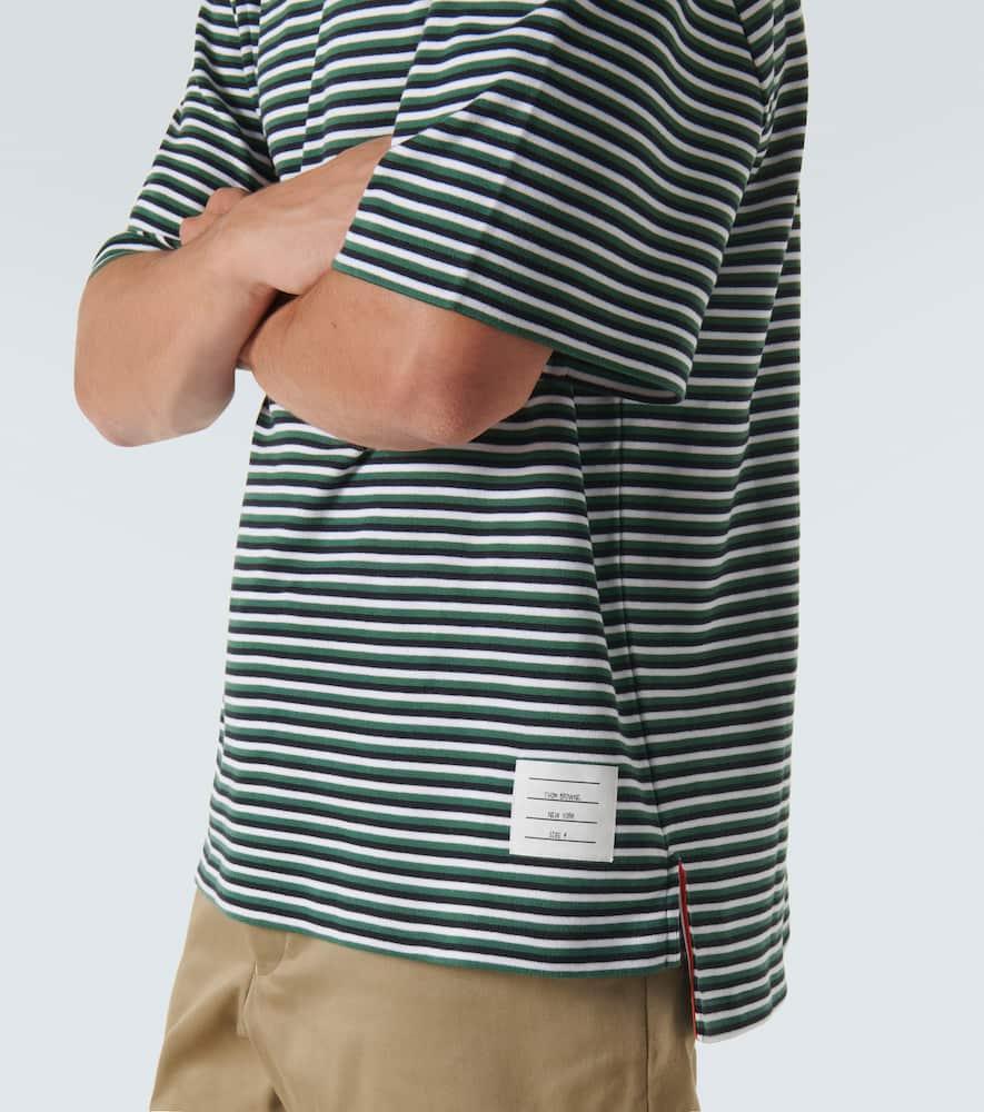 THOM BROWNE Striped Oversized Cotton T-shirt In Multicolor Product Image