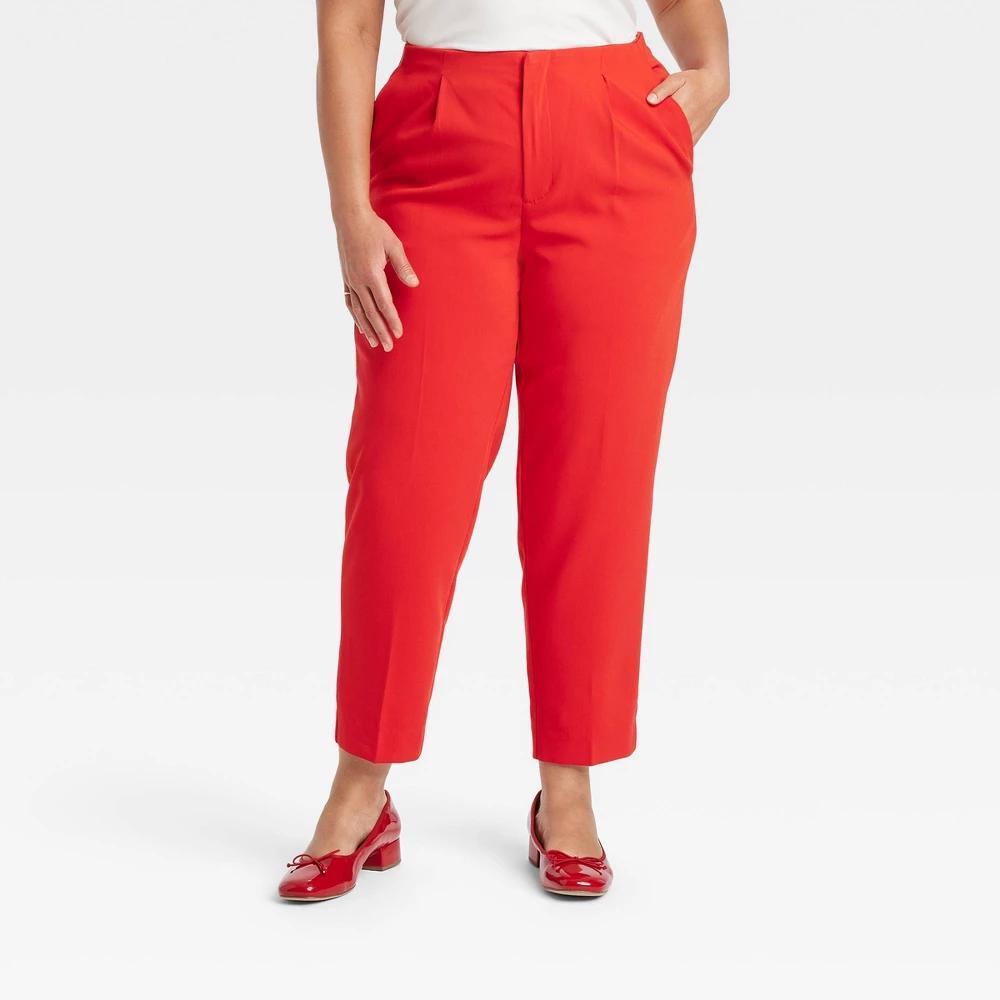 Womens High-Rise Tailored Trousers - A New Day Red 24 Product Image